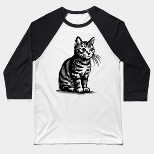 Stick figure cat in black ink Baseball T-Shirt